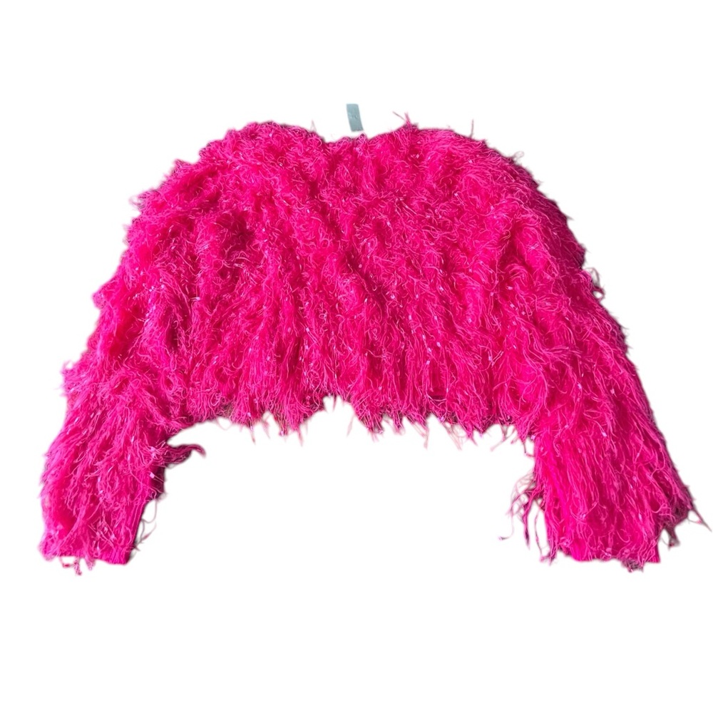 NWT Women’s Davi & Dani Vibrant Pink Eyelash Sweater in Size Large. - Picture 5 of 10